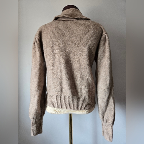 ASTR- The Label Dashwood Collar Puffed Sleeve Wool Sweater In Taupe. Size Medium - Picture 7 of 12